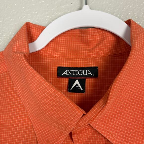 Antigua Orange and White Plaid OSU Size XL Men’s Long Sleeved Dress Shirt - Picture 6 of 11